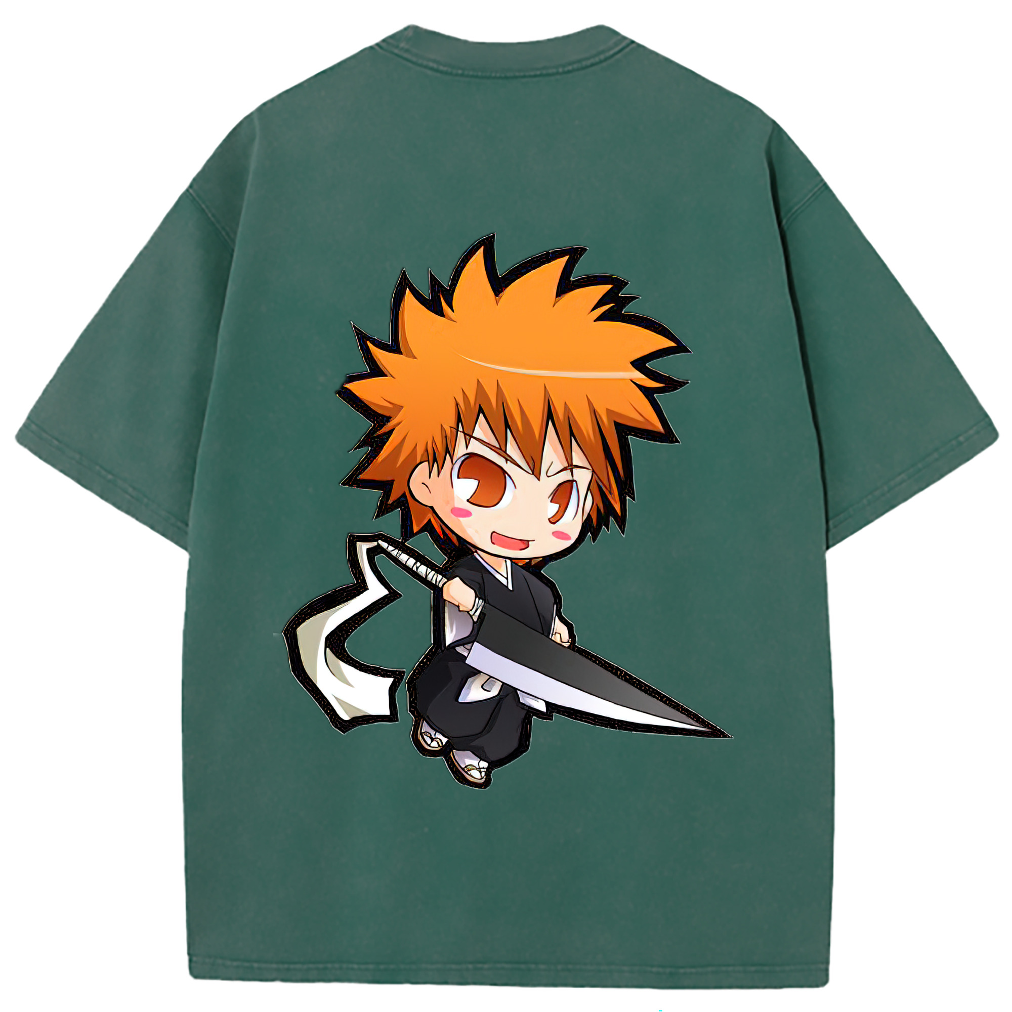 （画像用） ブリーチ 黒崎一護（くろさき いちご）BLEACH Kurosaki Ichigo 綿100% ヴィンテージ風 半袖Tシャツ（背面プリント）